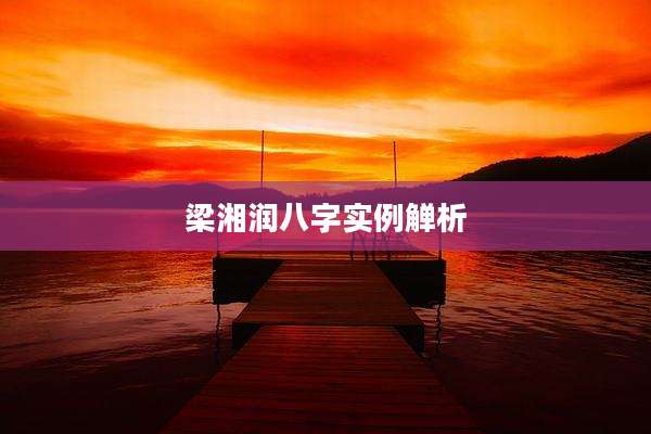 梁湘润八字实例觯析
