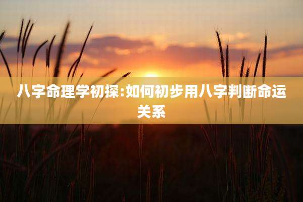 八字命理学初探:如何初步用八字判断命运关系