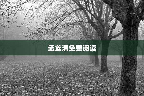 孟鸢清免费阅读