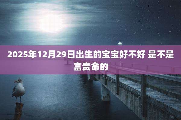 2025年12月29日出生的宝宝好不好 是不是富贵命的