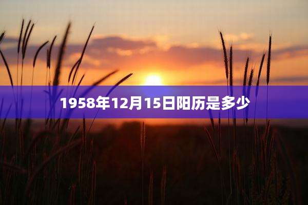 1958年12月15日阳历是多少