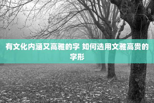 有文化内涵又高雅的字 如何选用文雅高贵的字形