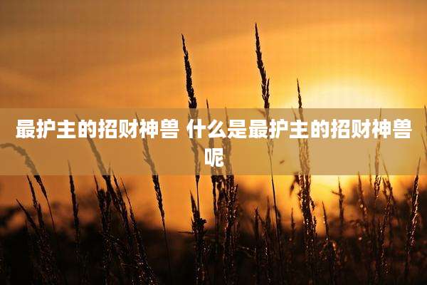 最护主的招财神兽 什么是最护主的招财神兽呢