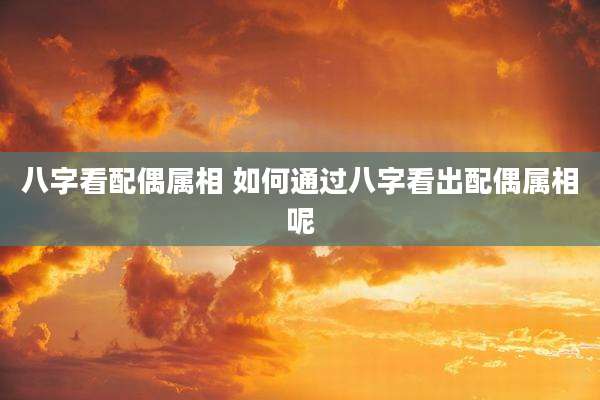 八字看配偶属相 如何通过八字看出配偶属相呢
