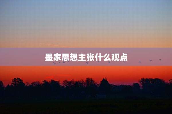墨家思想主张什么观点