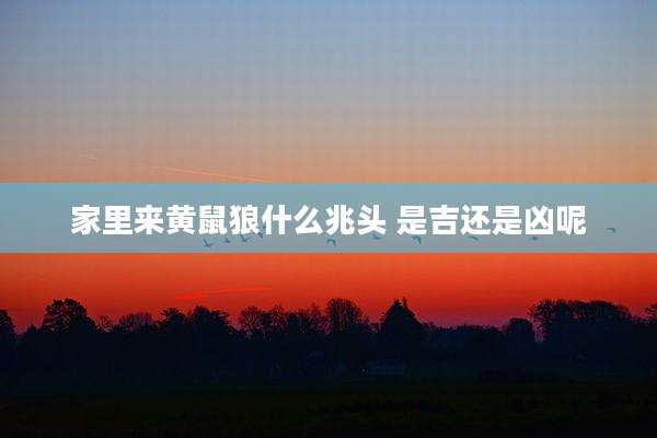 家里来黄鼠狼什么兆头 是吉还是凶呢