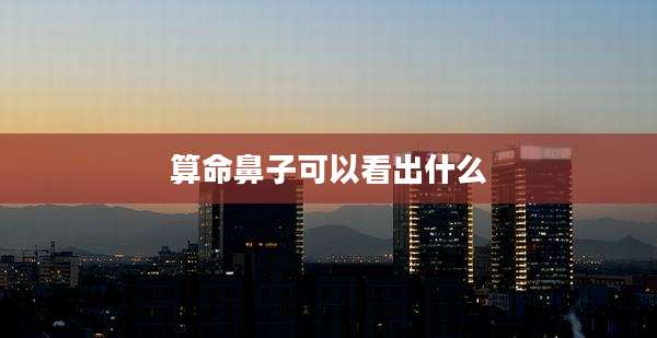 算命鼻子可以看出什么