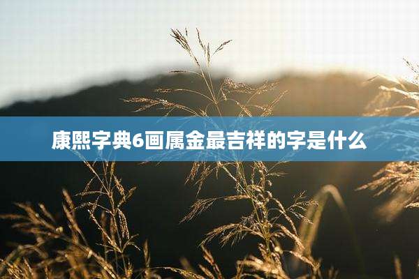 康熙字典6画属金最吉祥的字是什么