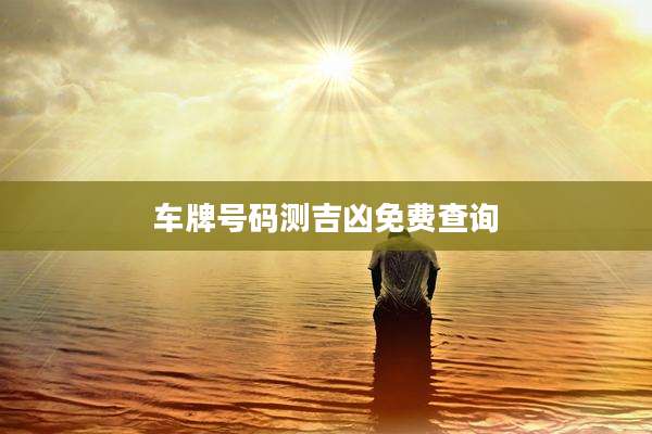 车牌号码测吉凶免费查询