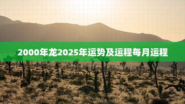 2000年龙2025年运势及运程每月运程