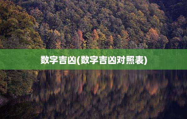 数字吉凶(数字吉凶对照表)