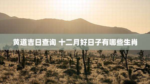 黄道吉日查询 十二月好日子有哪些生肖