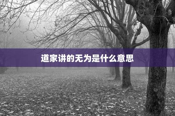 道家讲的无为是什么意思