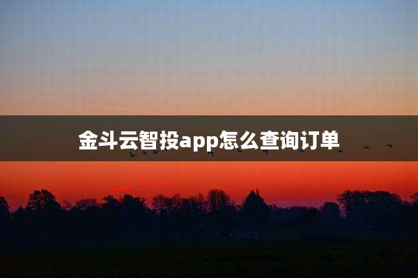 金斗云智投app怎么查询订单