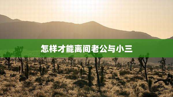怎样才能离间老公与小三