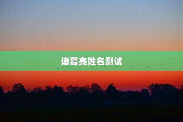 诸葛亮姓名测试
