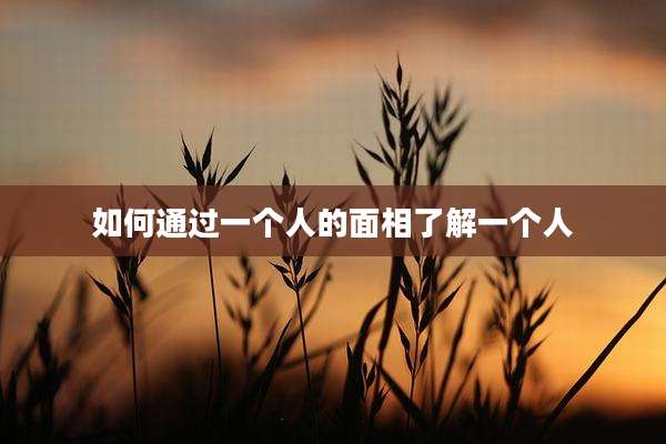 如何通过一个人的面相了解一个人
