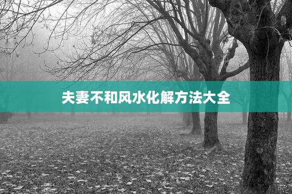 夫妻不和风水化解方法大全
