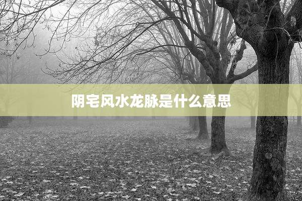 阴宅风水龙脉是什么意思