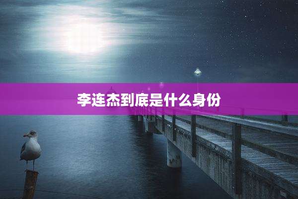 李连杰到底是什么身份