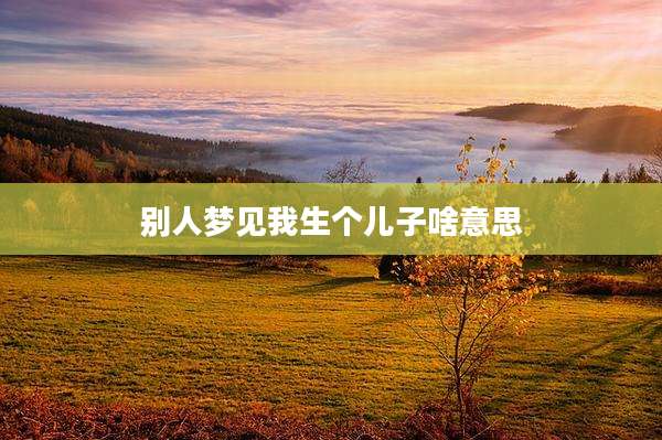 别人梦见我生个儿子啥意思