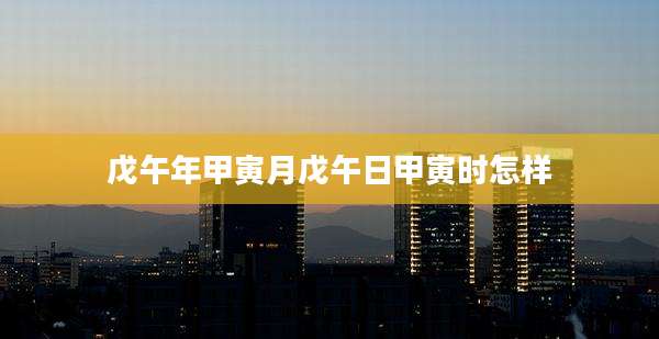 戊午年甲寅月戊午日甲寅时怎样