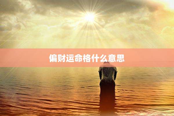 偏财运命格什么意思