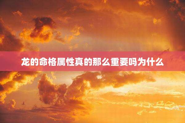 龙的命格属性真的那么重要吗为什么