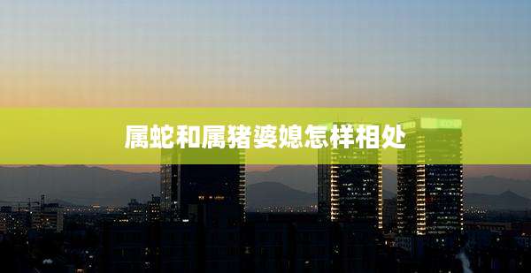 属蛇和属猪婆媳怎样相处