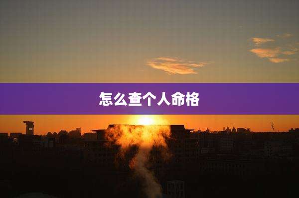 怎么查个人命格
