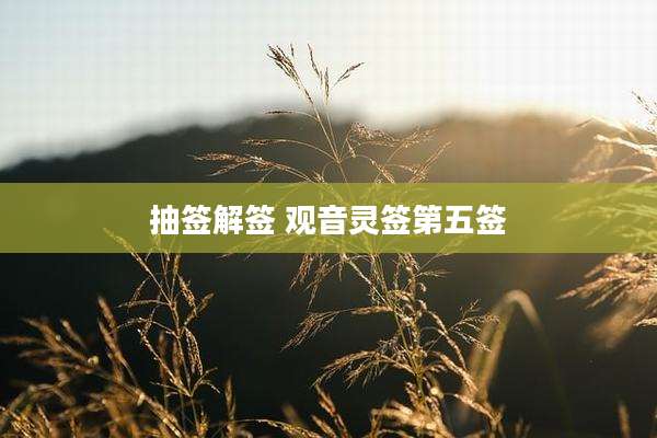 抽签解签 观音灵签第五签