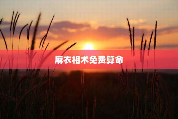 麻衣相术免费算命