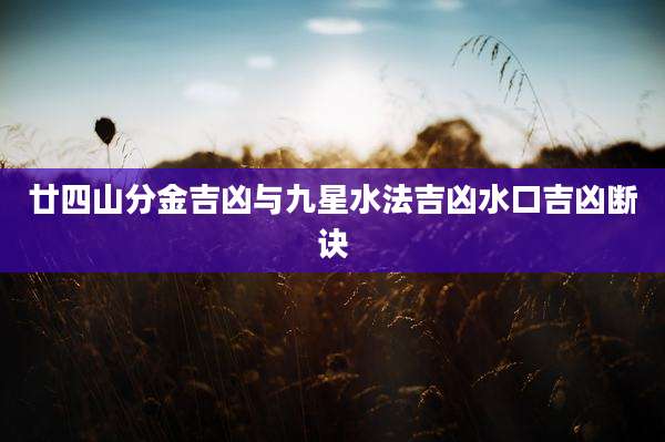 廿四山分金吉凶与九星水法吉凶水口吉凶断诀