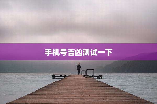 手机号吉凶测试一下