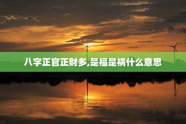 八字正官正财多,是福是祸什么意思