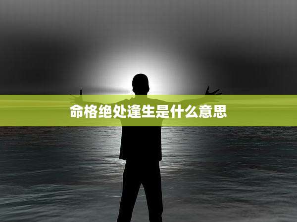 命格绝处逢生是什么意思