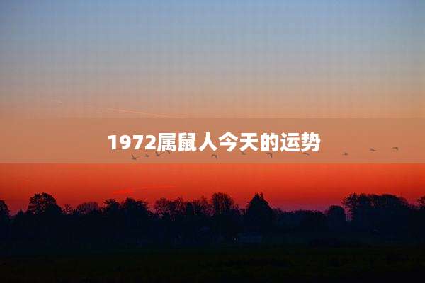 1972属鼠人今天的运势