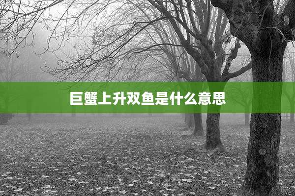 巨蟹上升双鱼是什么意思