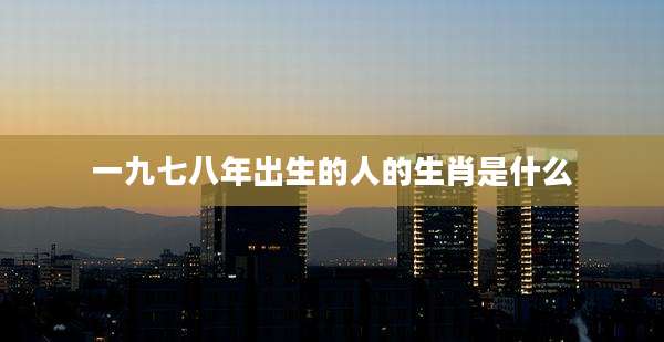 一九七八年出生的人的生肖是什么