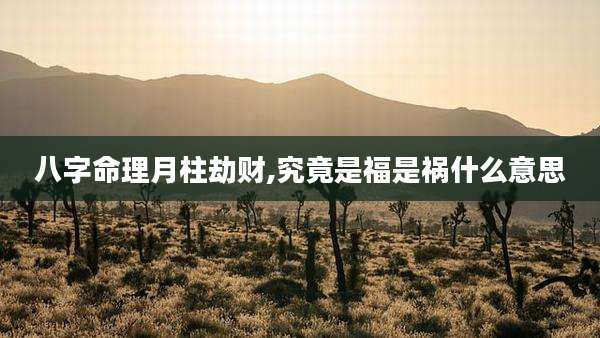 八字命理月柱劫财,究竟是福是祸什么意思