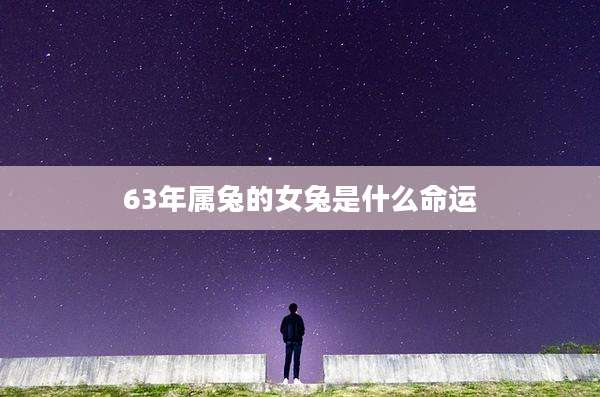 63年属兔的女兔是什么命运