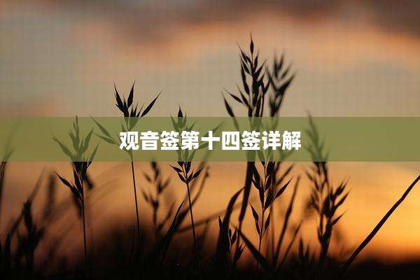 观音签第十四签详解