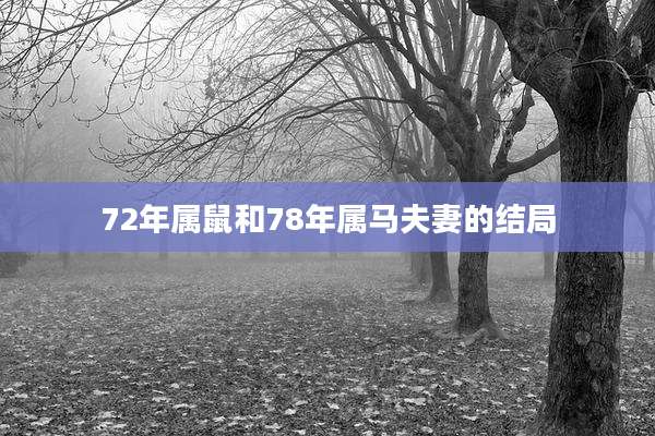 72年属鼠和78年属马夫妻的结局