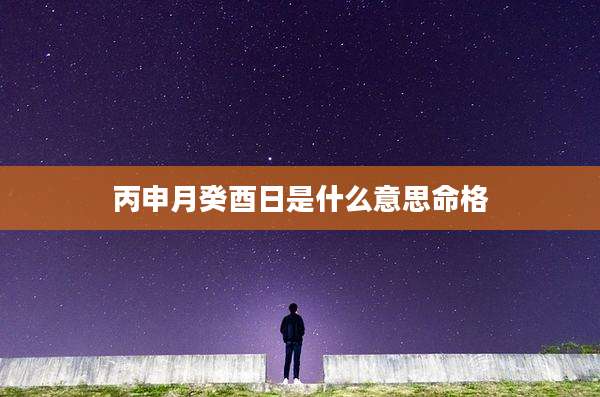 丙申月癸酉日是什么意思命格