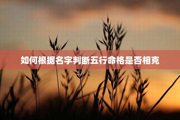 如何根据名字判断五行命格是否相克