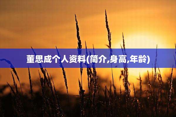 董思成个人资料(简介,身高,年龄)