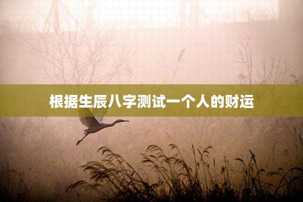 根据生辰八字测试一个人的财运