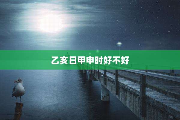 乙亥日甲申时好不好
