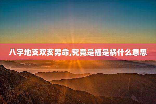 八字地支双亥男命,究竟是福是祸什么意思
