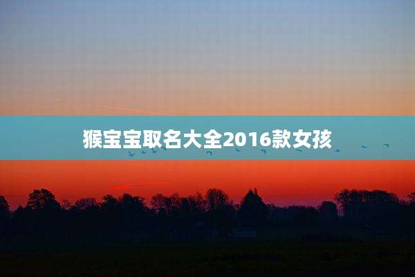 猴宝宝取名大全2016款女孩